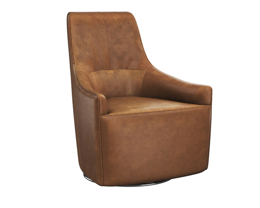 NAHLA CARMINE SWIVEL LOUNGE CHAIR - COGNAC LEATHER