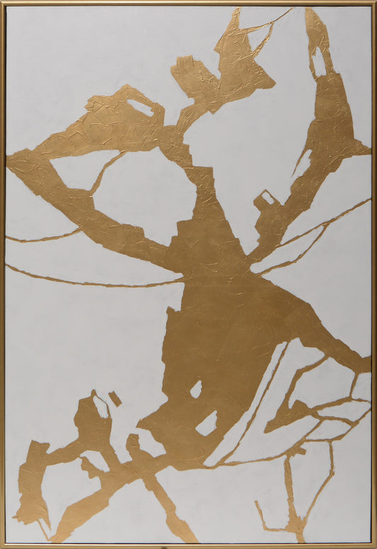 NAHLA FRACTURED FIX - 40" X 60" - GOLD FLOATER FRAME