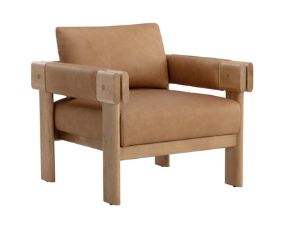 NAHLA CARMICHAEL LOUNGE CHAIR - LUDLOW SESAME LEATHER