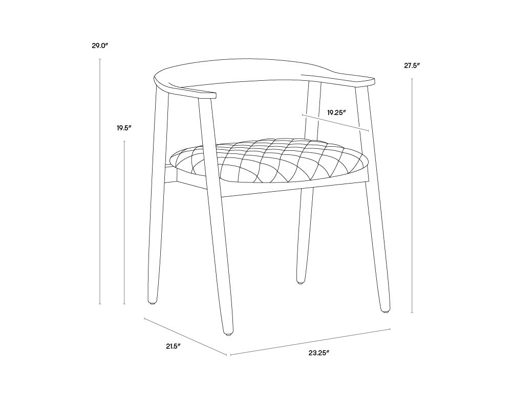 NAHLA JEREMY DINING ARMCHAIR - WEATHERED OAK - DOVE CREAM