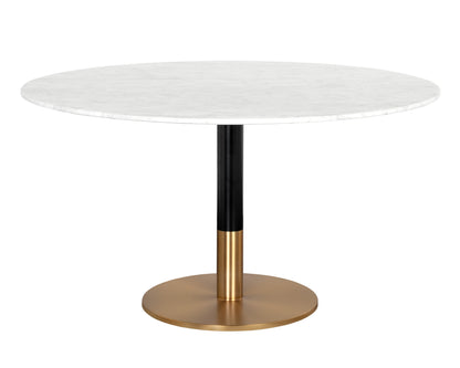 NAHLA MASSIE DINING TABLE - WHITE MARBLE - 54"