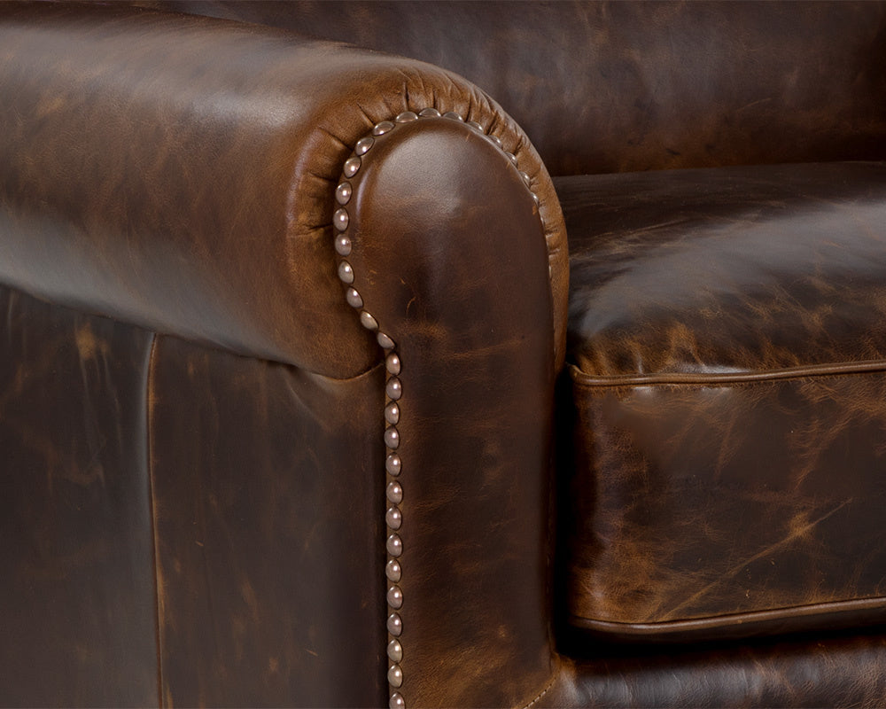 NAHLA BASTONI LOUNGE CHAIR - CHOCOLATE LEATHER