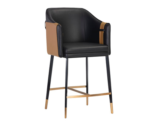 NAHLA CHRISTIAN COUNTER STOOL - NAPA BLACK / NAPA COGNAC