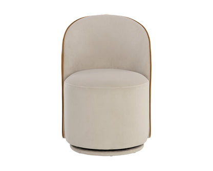 NAHLA CAVOLI SWIVEL DINING CHAIR - MEG TAUPE / MEG GOLD
