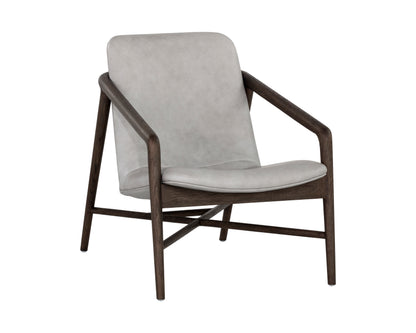 NAHLA CINELLI LOUNGE CHAIR - DISTRESSED BROWN - SALOON LIGHT GREY LEATHER