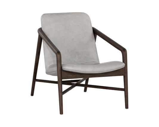 NAHLA CINELLI LOUNGE CHAIR - DISTRESSED BROWN - SALOON LIGHT GREY LEATHER