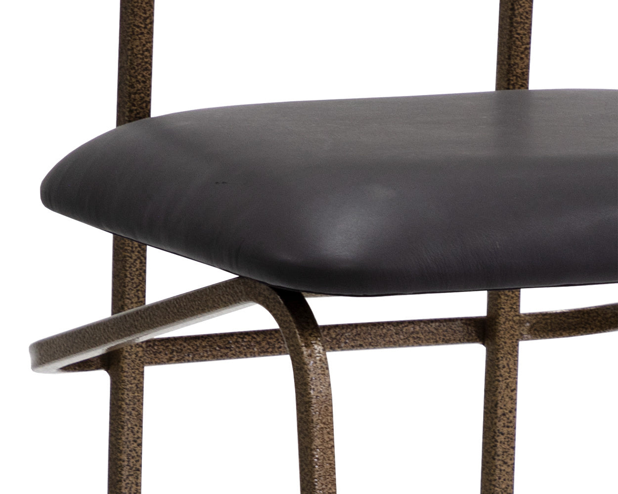 NAHLA GIBBONS COUNTER STOOL - ANTIQUE BRASS - CHARCOAL BLACK LEATHER