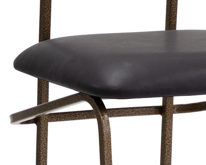 NAHLA GIBBONS COUNTER STOOL - ANTIQUE BRASS - CHARCOAL BLACK LEATHER