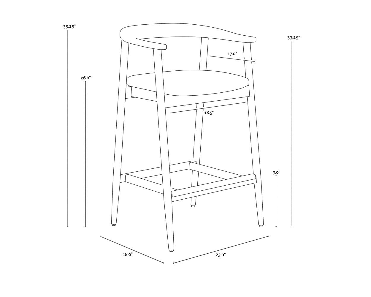 NAHLA JEREMY COUNTER STOOL - WEATHERED OAK - DOVE CREAM