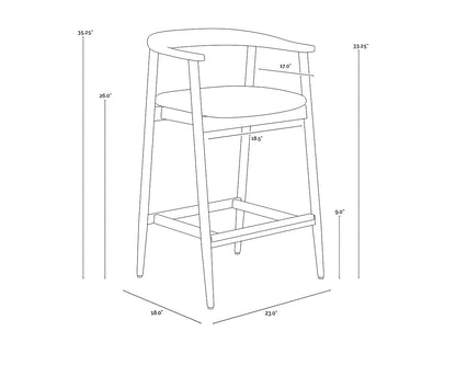 NAHLA JEREMY COUNTER STOOL - WEATHERED OAK - DOVE CREAM