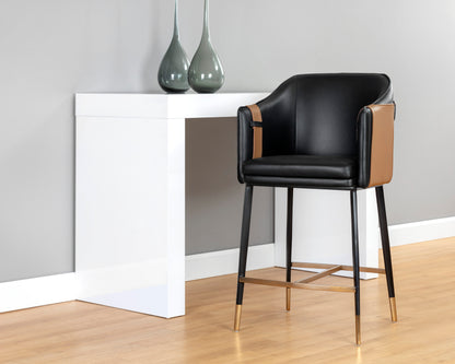 NAHLA CHRISTIAN COUNTER STOOL - NAPA BLACK / NAPA COGNAC