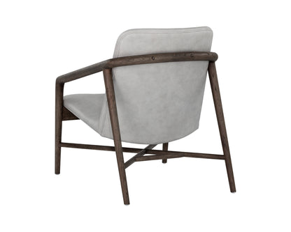 NAHLA CINELLI LOUNGE CHAIR - DISTRESSED BROWN - SALOON LIGHT GREY LEATHER