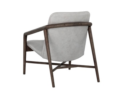 NAHLA CINELLI LOUNGE CHAIR - DISTRESSED BROWN - SALOON LIGHT GREY LEATHER