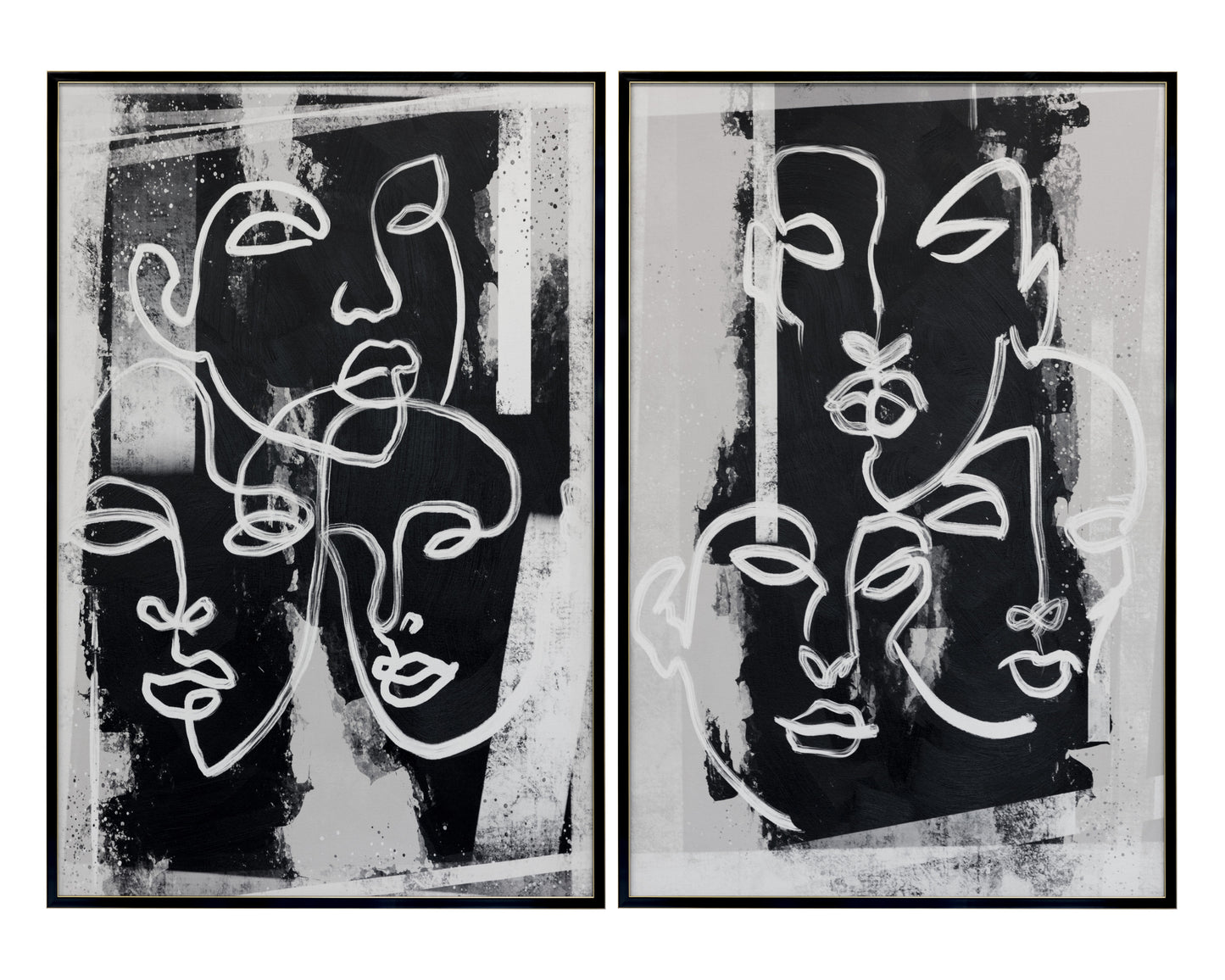 NAHLA FACE TO FACE (SET OF 2) - 40" X 60" - BLACK FLOATER FRAME
