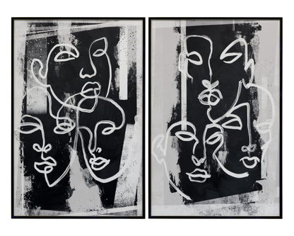 NAHLA FACE TO FACE (SET OF 2) - 40" X 60" - BLACK FLOATER FRAME