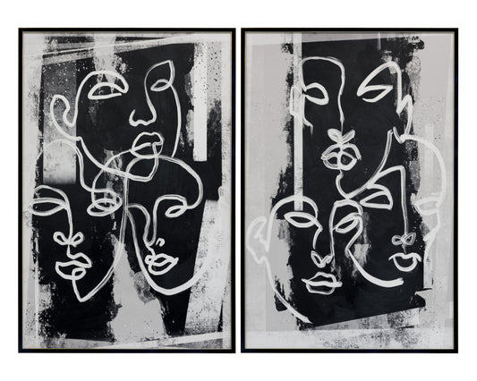 NAHLA FACE TO FACE (SET OF 2) - 40" X 60" - BLACK FLOATER FRAME