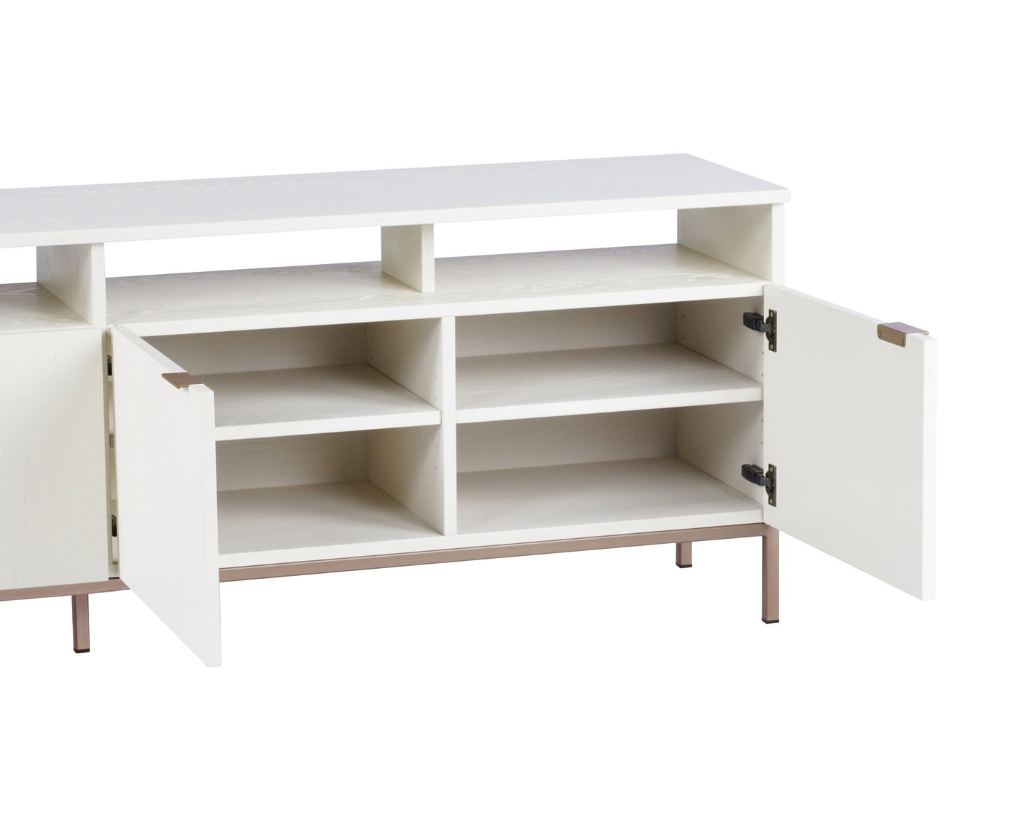 NAHLA AMBROSE MODULAR MEDIA CONSOLE AND CABINET - CHAMPAGNE GOLD - CREAM