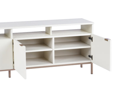 NAHLA AMBROSE MODULAR MEDIA CONSOLE AND CABINET - CHAMPAGNE GOLD - CREAM