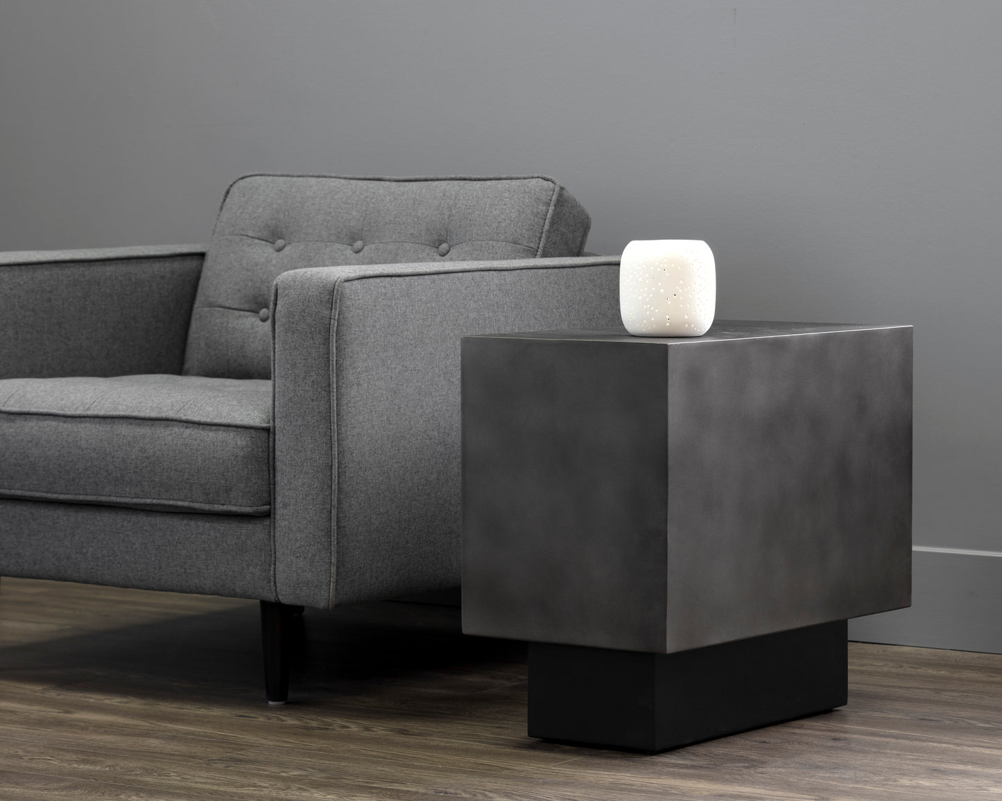 NAHLA BLAKELY SIDE TABLE - GUNMETAL