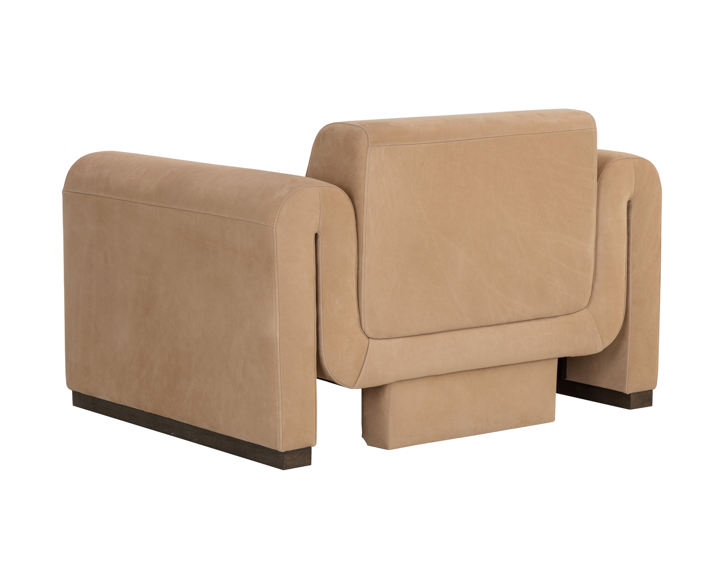 NAHLA ROMER ARMCHAIR - DISTRESSED BROWN - NUBUCK TAN LEATHER