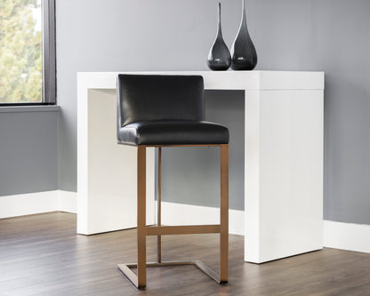 NAHLA DEAN BARSTOOL - ANTIQUE BRASS - CANTINA BLACK