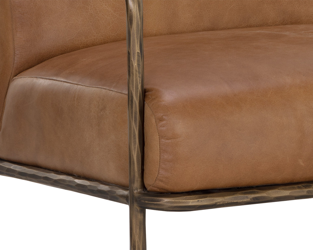 NAHLA LATHAN LOUNGE CHAIR - TAN LEATHER