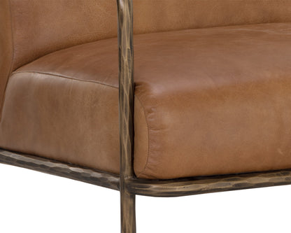 NAHLA LATHAN LOUNGE CHAIR - TAN LEATHER