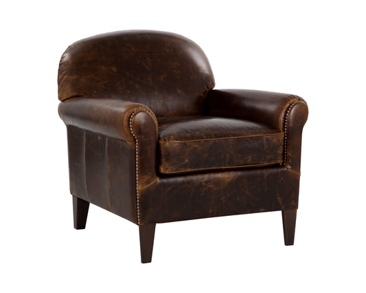 NAHLA BASTONI LOUNGE CHAIR - CHOCOLATE LEATHER