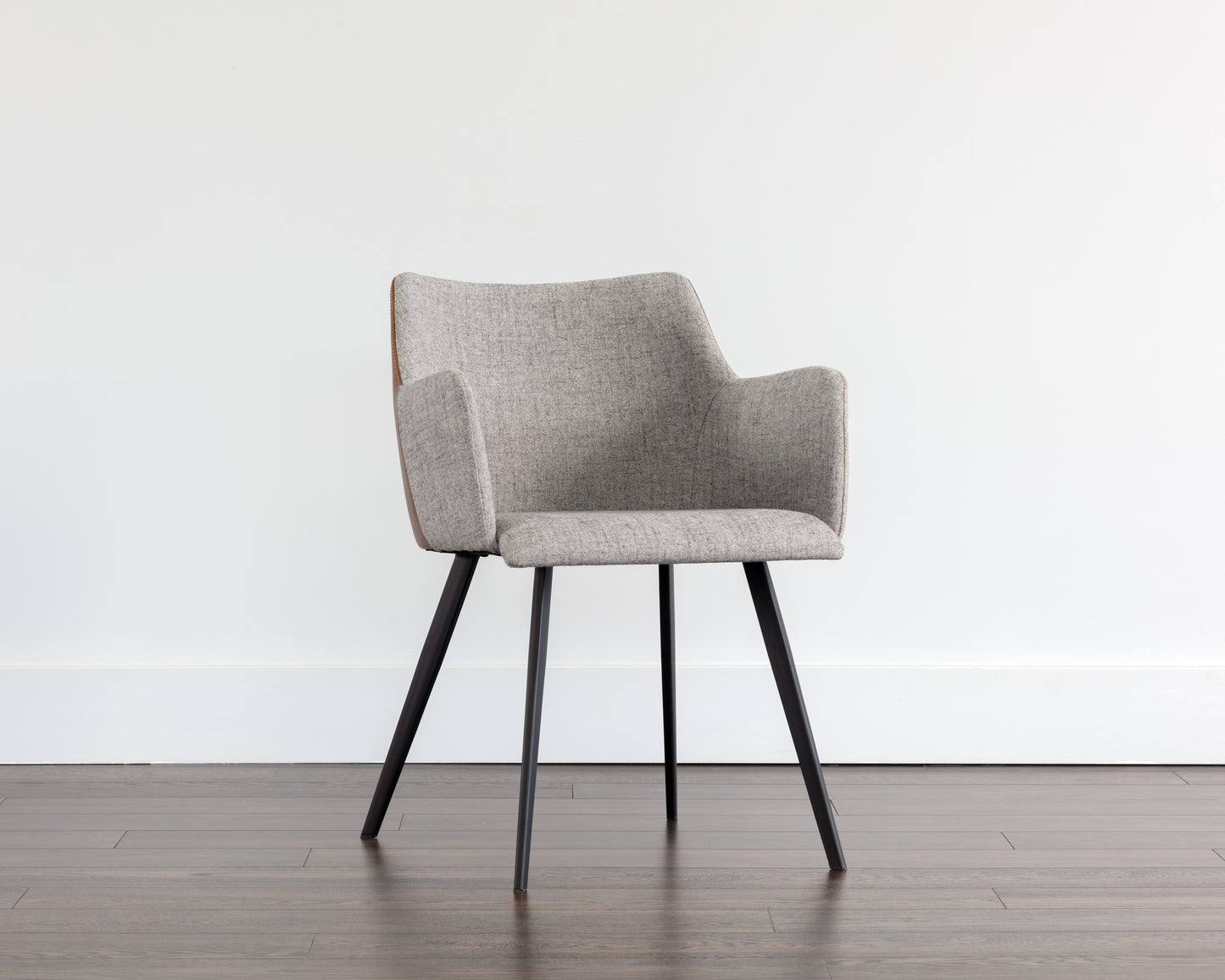 NAHLA GRIFFIN DINING ARMCHAIR - NOVEMBER GREY / BRAVO COGNAC