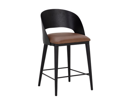 NAHLA DEZIRAE COUNTER STOOL - BLACK - COGNAC LEATHER