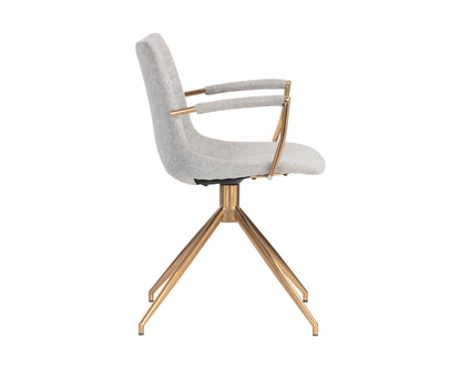 NAHLA ANDRES SWIVEL DINING ARMCHAIR - BELFAST HEATHER GREY