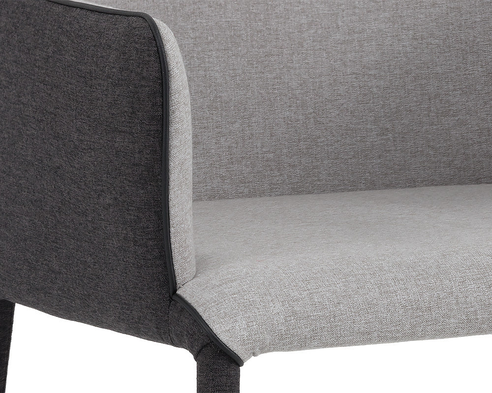 NAHLA RENEE DINING ARMCHAIR - ARMOUR GREY / DARK SLATE