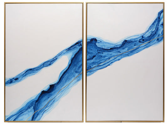 NAHLA FLUIDITY (SET OF 2) - 40" X 60" - GOLD FLOATER FRAME