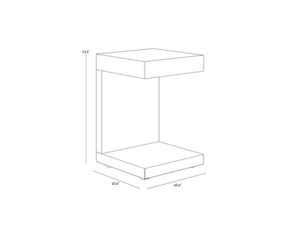 NAHLA BACHELOR END TABLE - HIGH GLOSS WHITE
