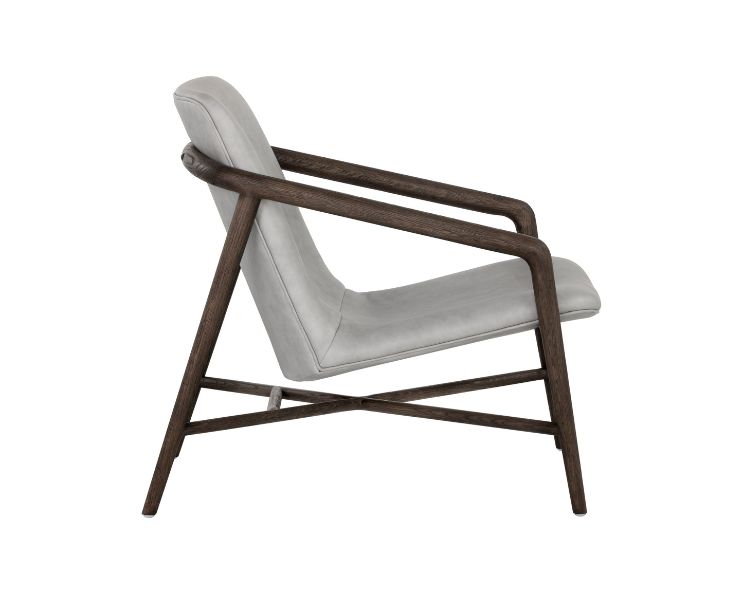 NAHLA CINELLI LOUNGE CHAIR - DISTRESSED BROWN - SALOON LIGHT GREY LEATHER