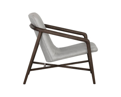 NAHLA CINELLI LOUNGE CHAIR - DISTRESSED BROWN - SALOON LIGHT GREY LEATHER