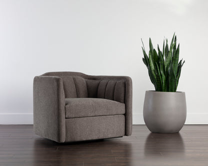 NAHLA BIRRIT SWIVEL ARMCHAIR - ALASKA HEDGEHOG BROWN
