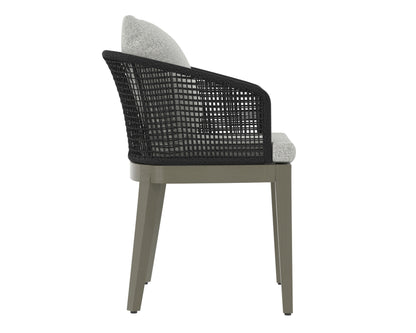 NAHLA CAPRI DINING ARMCHAIR - SMOKE GREY - COPACABANA MARBLE