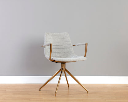 NAHLA ANDRES SWIVEL DINING ARMCHAIR - BELFAST HEATHER GREY