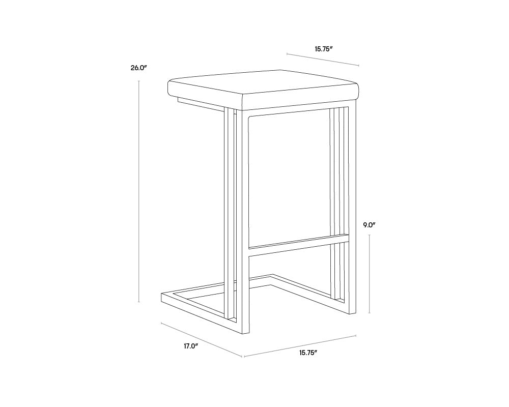 NAHLA BOONE COUNTER STOOL - BLACK - BRAVO COGNAC