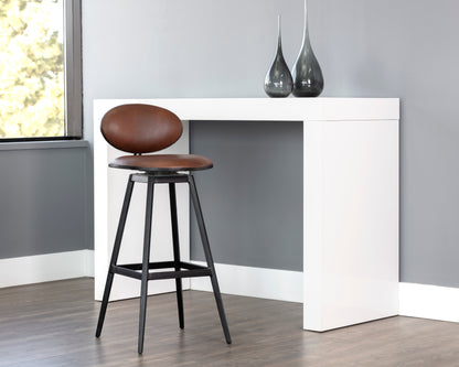 NAHLA EMBER SWIVEL BARSTOOL - BRAVO COGNAC