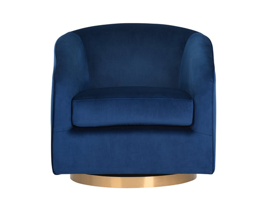 NAHLA HAZEL SWIVEL LOUNGE CHAIR - GOLD - NAVY BLUE SKY