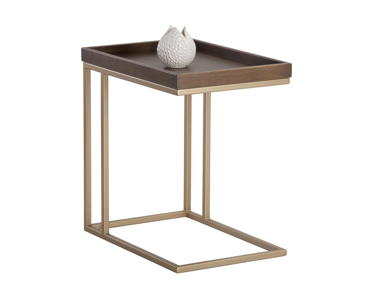 NAHLA ARDEN C-SHAPED SIDE TABLE - GOLD - RAW UMBER
