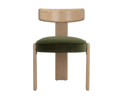 NAHLA HORTON DINING CHAIR - RUSTIC OAK - FOREST GREEN