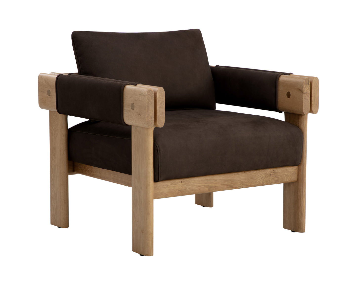 NAHLA CARMICHAEL LOUNGE CHAIR - NUBUCK COCOA LEATHER
