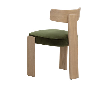 NAHLA HORTON DINING CHAIR - RUSTIC OAK - FOREST GREEN