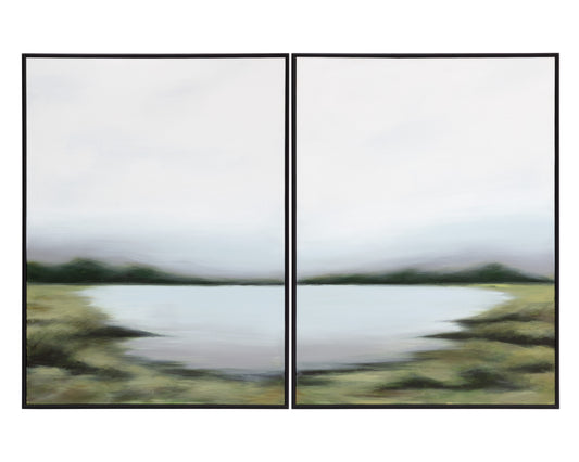 NAHLA LAKESIDE VIEWS (SET OF 2) - 36" X 48" - BLACK FLOATER FRAME