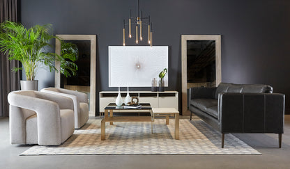 NAHLA AMBROSE MODULAR MEDIA CONSOLE AND CABINET - CHAMPAGNE GOLD - CREAM
