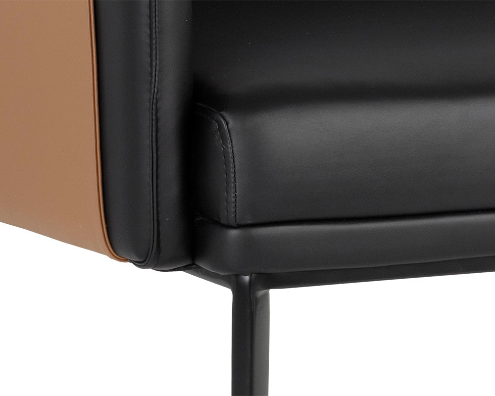 NAHLA CARTER LOUNGE CHAIR - NAPA BLACK / NAPA COGNAC
