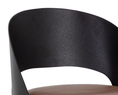 NAHLA DEZIRAE BARSTOOL - BLACK - COGNAC LEATHER